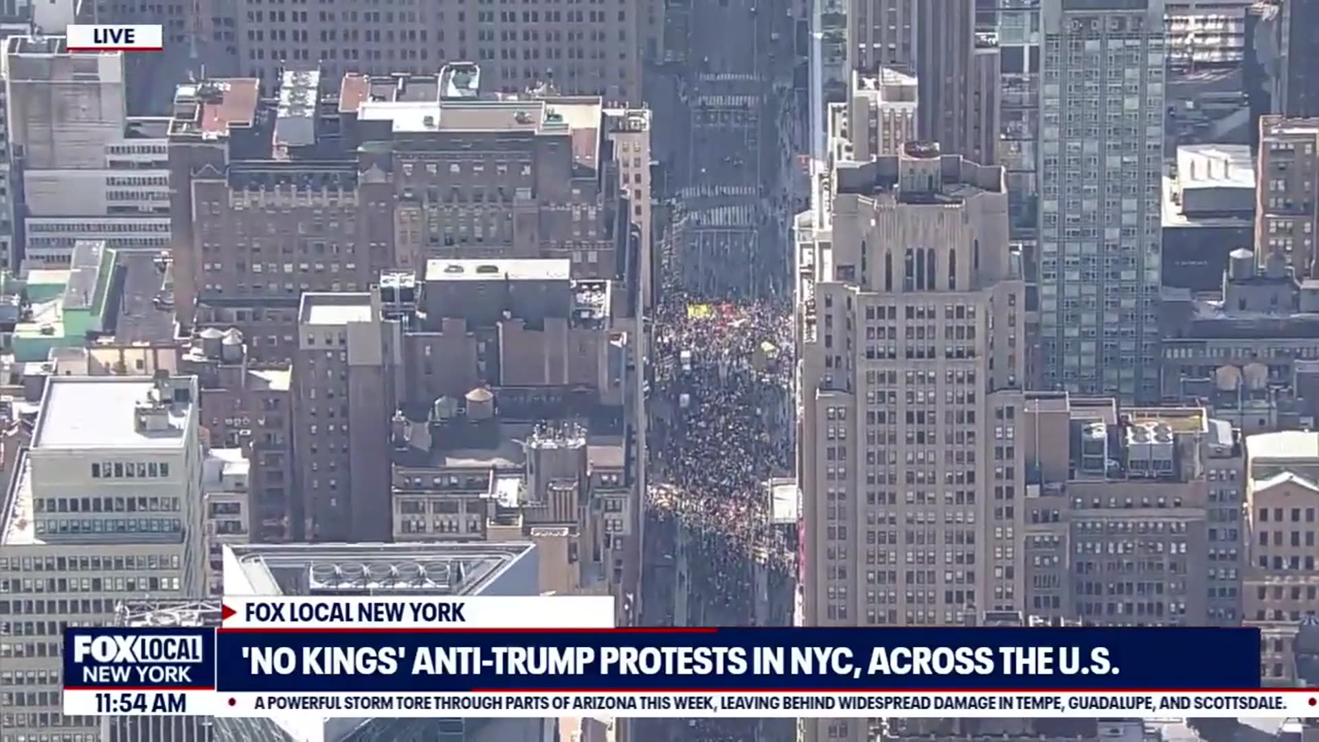 'Video thumbnail for No Kings protests: SkyFOX shows thousands of NYC demonstrators'