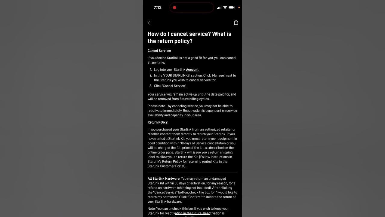 Video thumbnail for How to cancel Starlink service in mobile app?