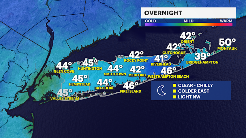 Video thumbnail for Clear and chilly overnight, with patchy frost for parts of Long Island early Wednesday