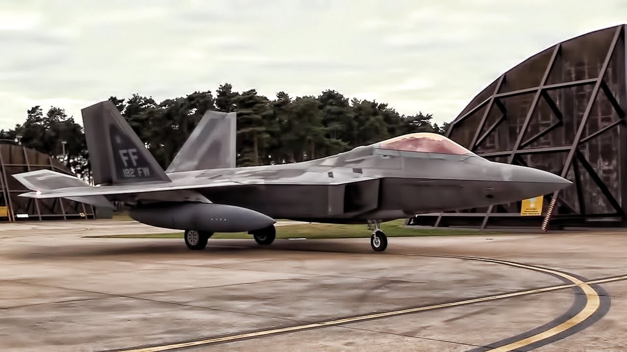 Video thumbnail for F-22 Raptors Arrive In The United Kingdom