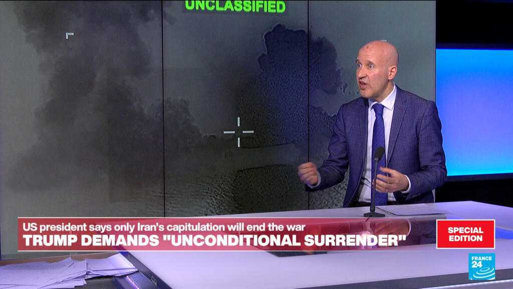 Video thumbnail for Trump demands Iran 'unconditional surrender' as Moscow helps Tehran target US forces