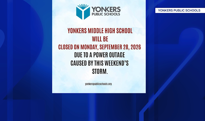 Video thumbnail for Yonkers Middle High School closed as storm-related power outage continues