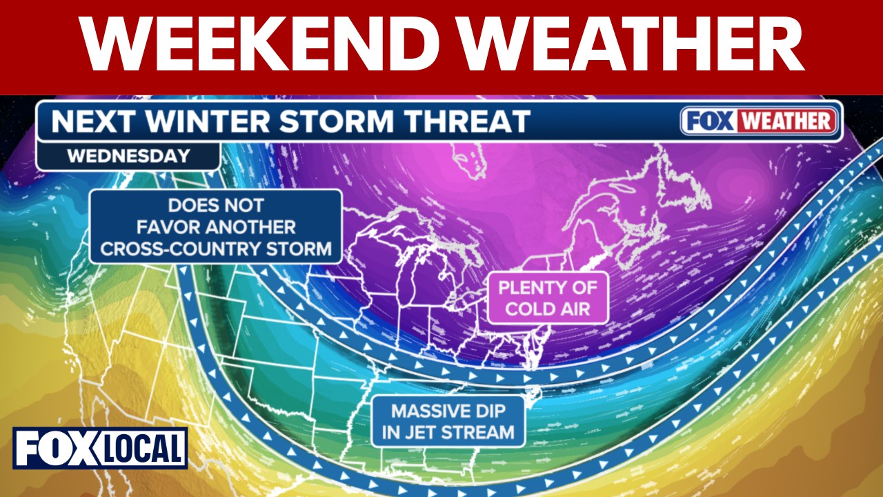 Video thumbnail for Tracking potential NYC weekend nor'easter as East Coast snow chances increase