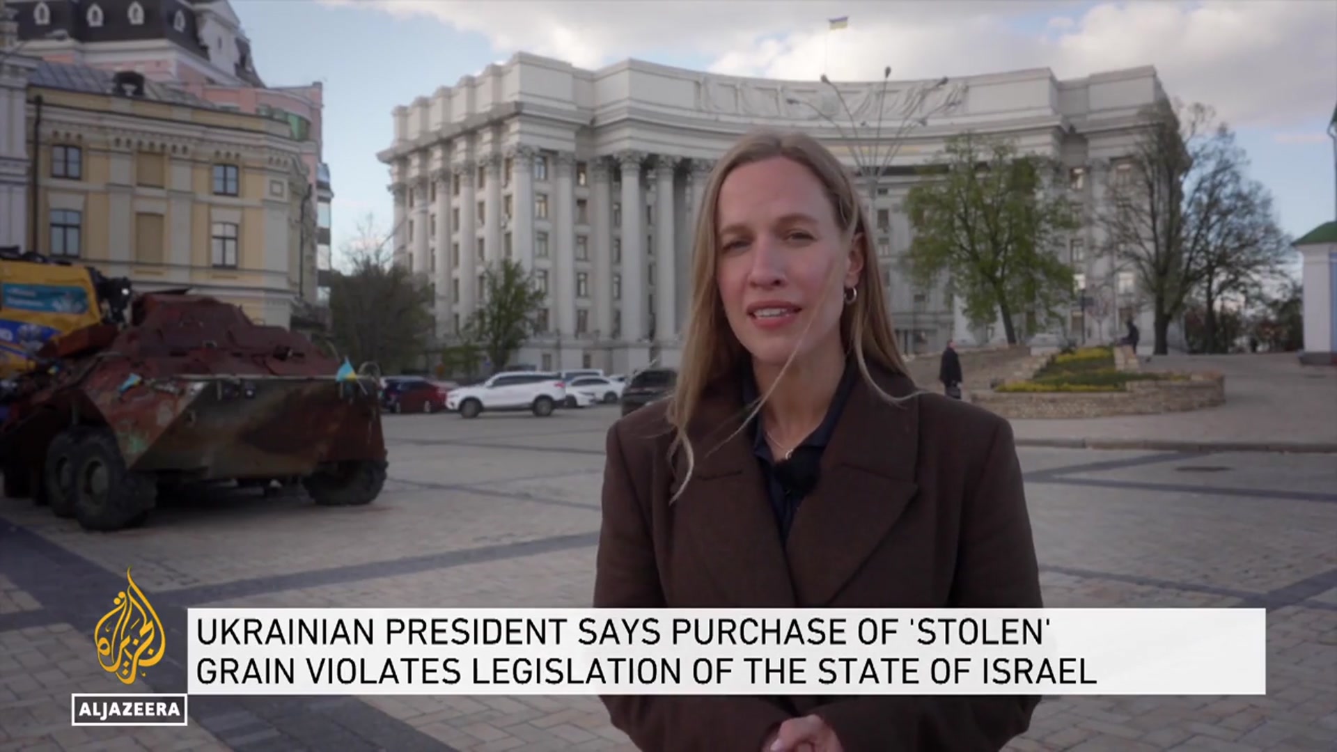 Video thumbnail for Ukraine accuses Israel of buying ‘stolen’ grain from Russian-occupied territories