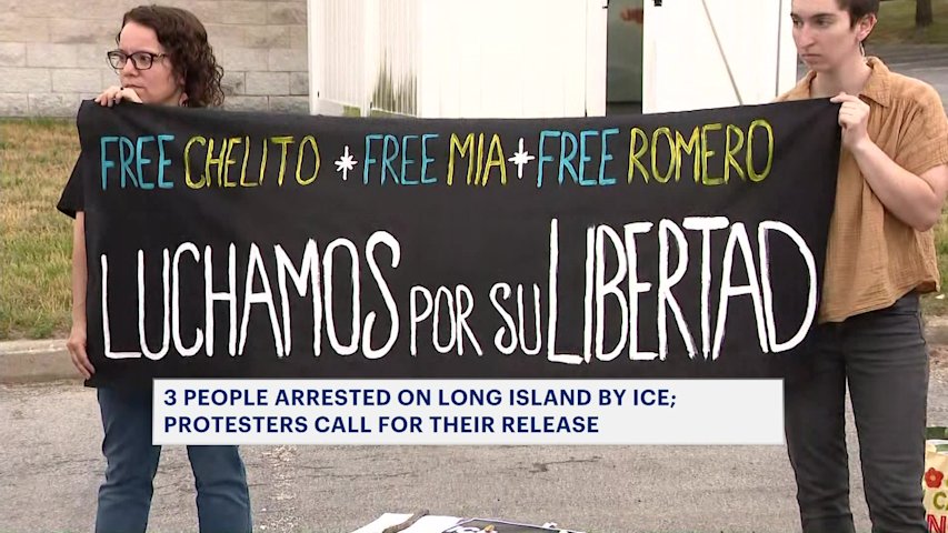 Video thumbnail for Protesters rally for release of “Long Island 3” following June ICE arrests