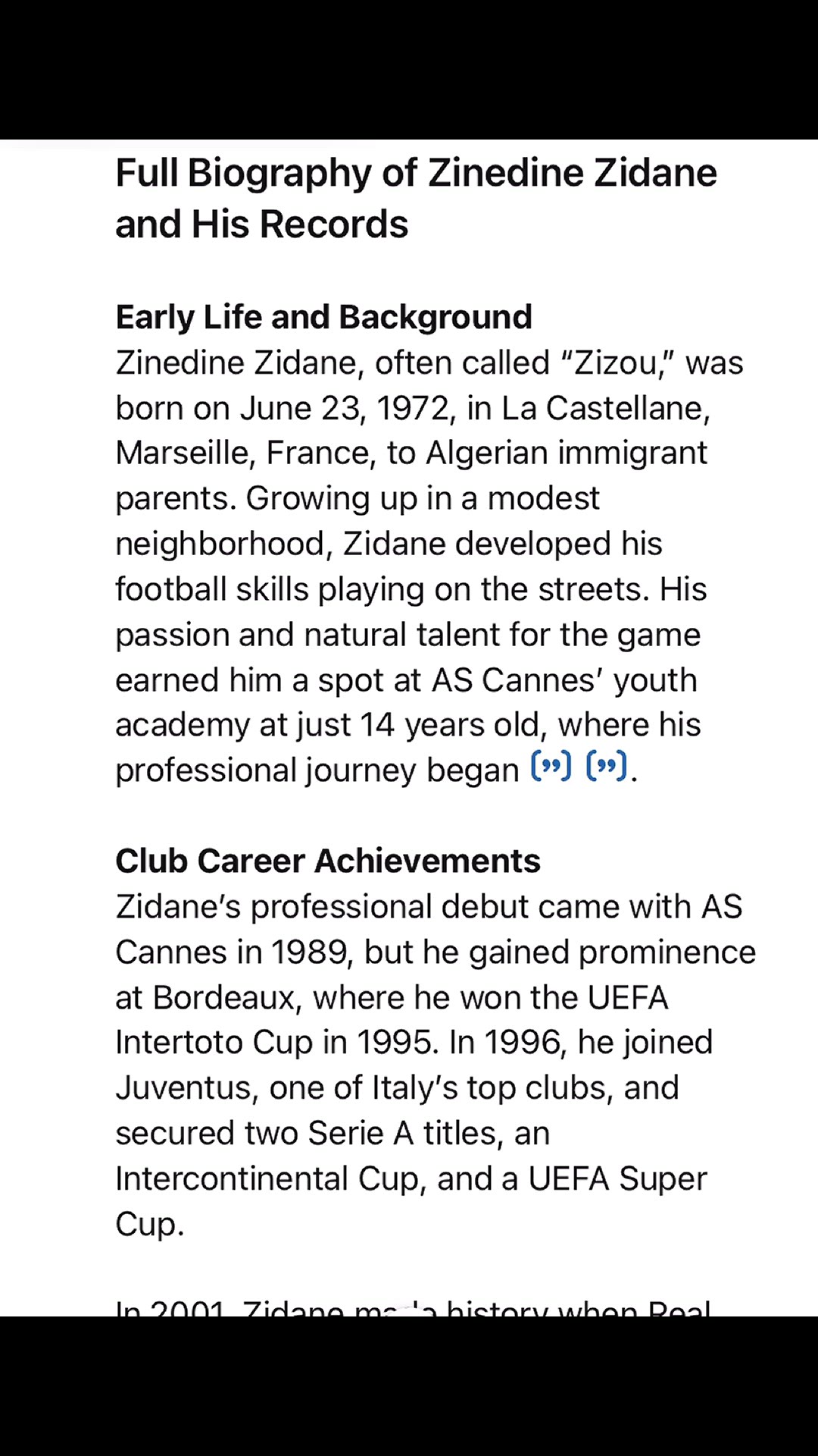 'Video thumbnail for Full Biography of Zinedine Zidane and His Records'