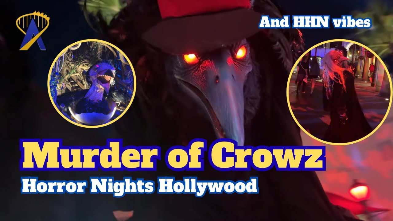 Video thumbnail for Murder of Crowz Scare Zone + HHN Night Ambiance | Halloween Horror Nights Hollywood 2026