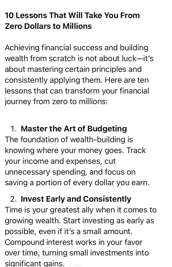 'Video thumbnail for 10 Lessons That Will Take You From Zero Dollars to Millions'
