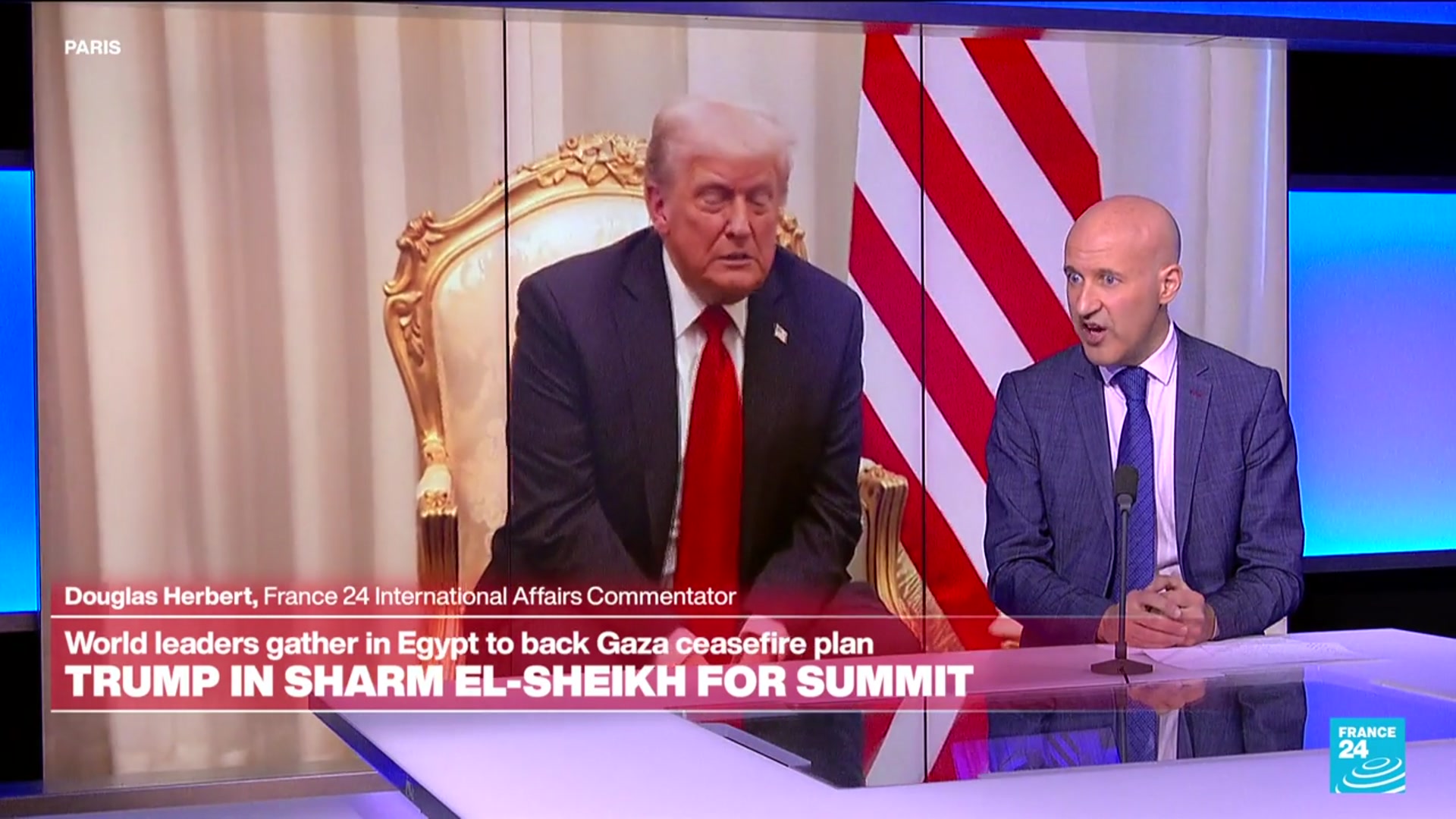 'Video thumbnail for Leaders gather around Donald Trump in Sharm El-Sheikh for Middle East peace summit'