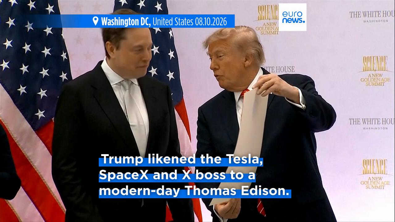 Video thumbnail for 'Modern-day Thomas Edison': Trump awards Elon Musk top US science medal