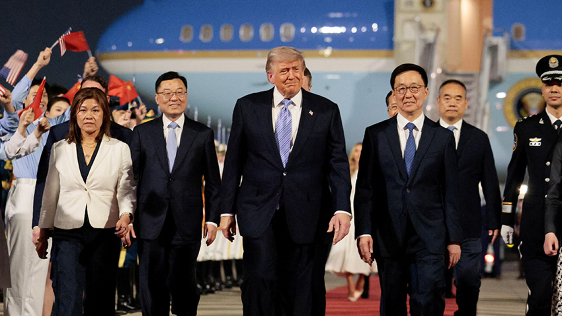 Video thumbnail for Trump arrives in China for two-day summit with Xi
