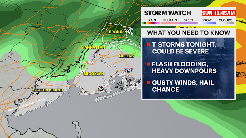 Video thumbnail for STORM WATCH: Another round of severe storms tonight for the Bronx