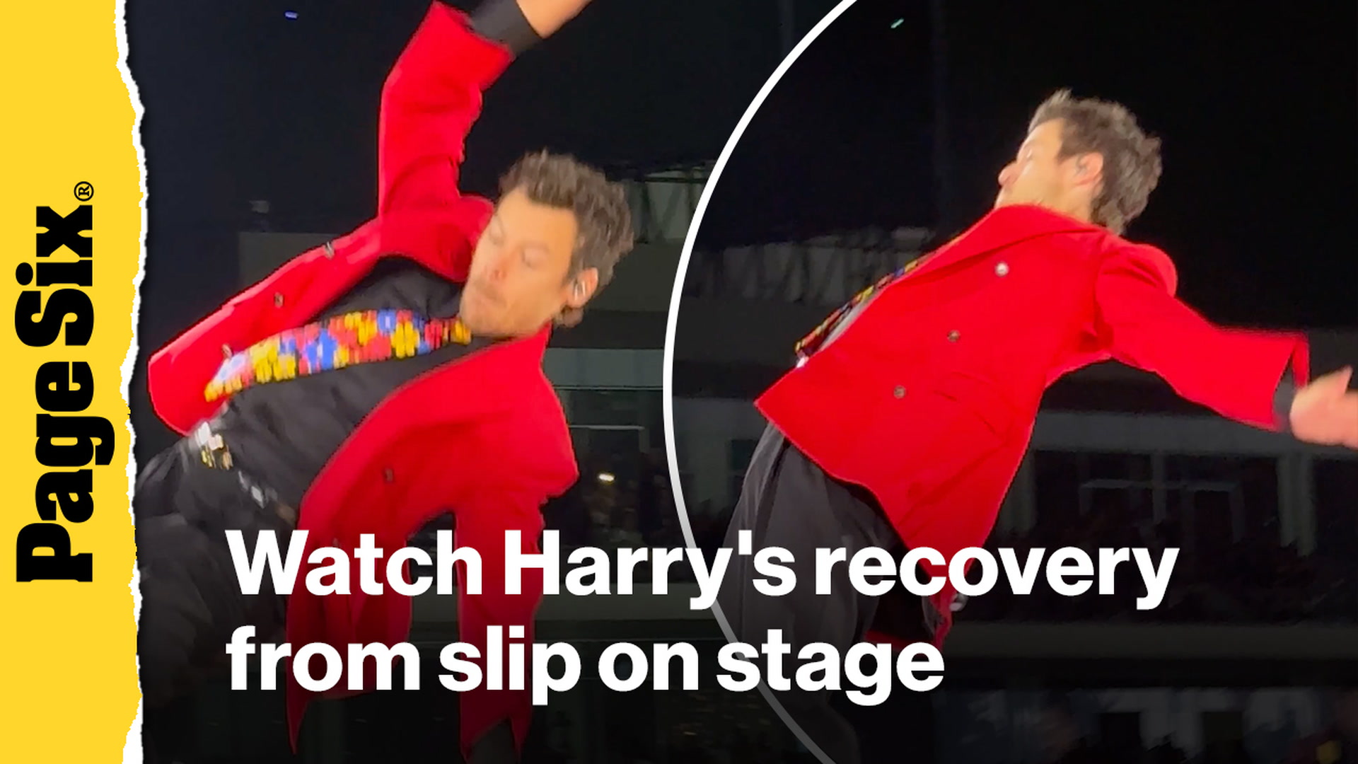 Video thumbnail for Watch Harry Styles gracefully recover from slip on stage