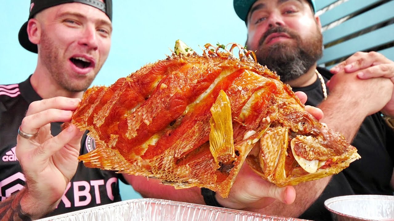 Video thumbnail for Massive SOUTH FLORIDA SEAOOD Lunch!! Stone Crab, Fried Hogfish & Minuta Sandwich | Miami, Florida