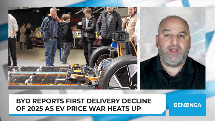 'Video thumbnail for BYD Reports First Delivery Decline Of 2025 As EV Price War Heats Up'