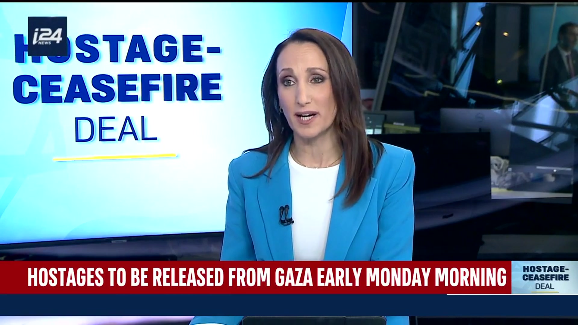 'Video thumbnail for Hostages to be released from Gaza early Monday morning'