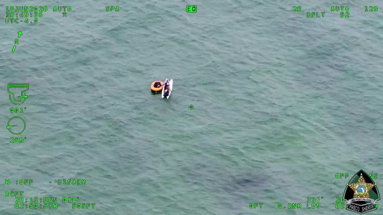 Video thumbnail for US: Two Paddleboarders Pulled To Safety After Being Swept Away In Florida Waters.