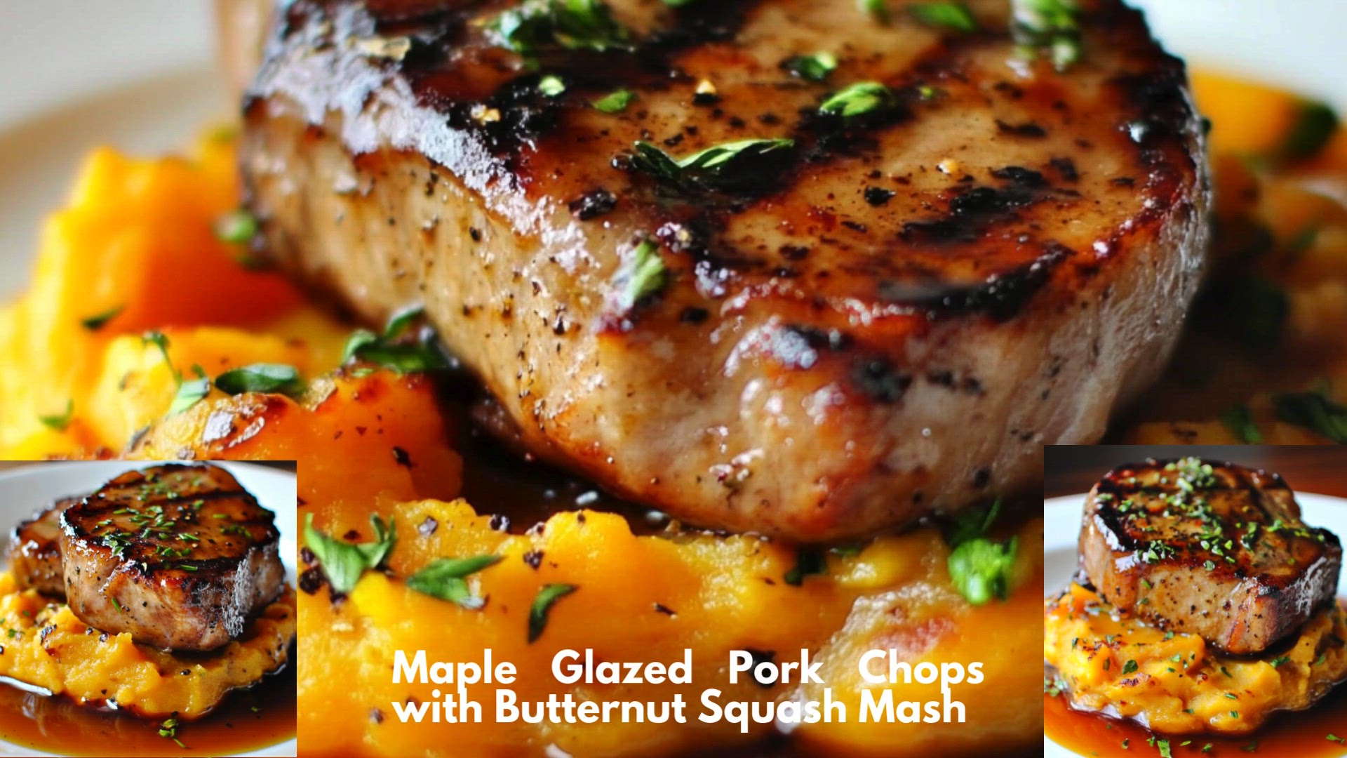 Video thumbnail for Maple Glazed Pork Chops with Butternut Squash Mash
