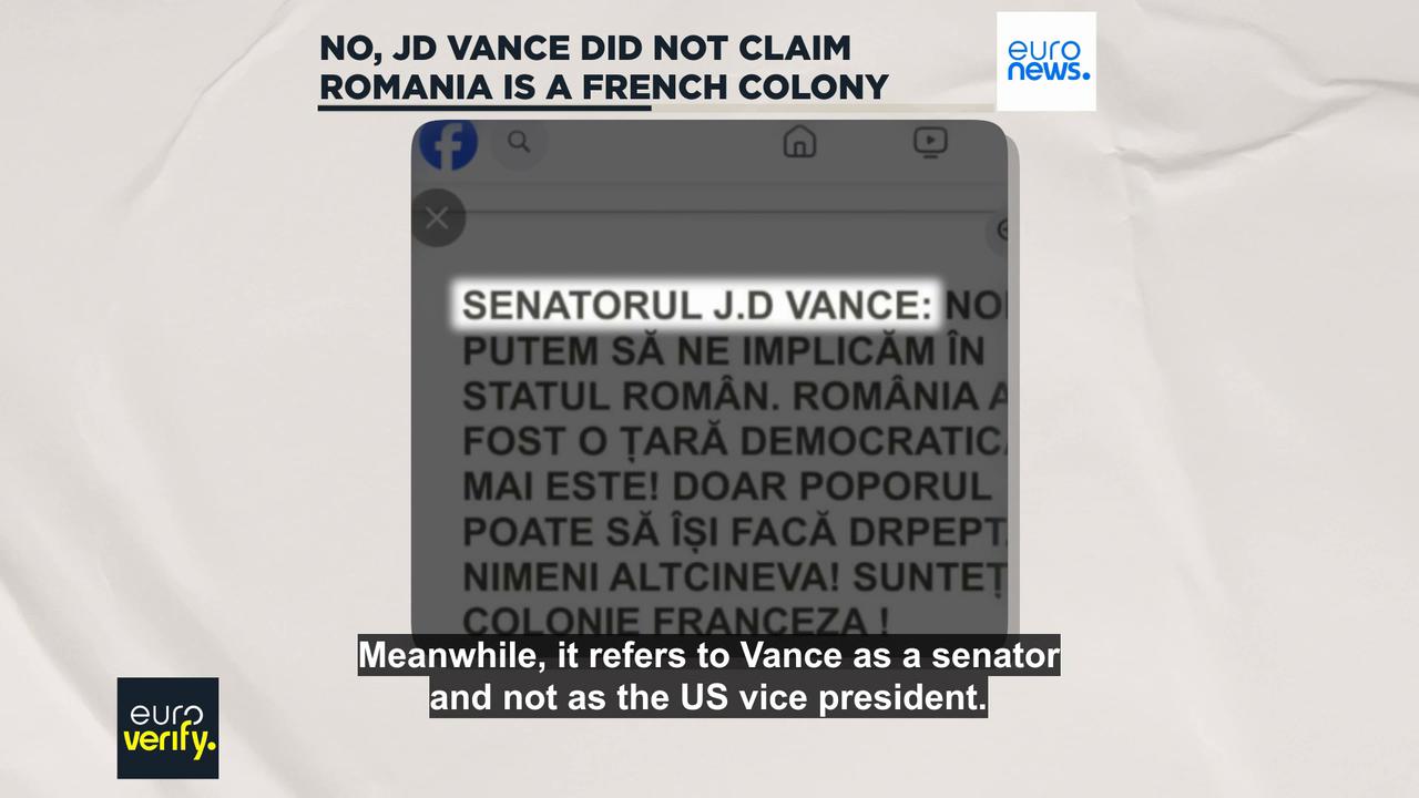'Video thumbnail for No, JD Vance did not say Romania is a French colony'
