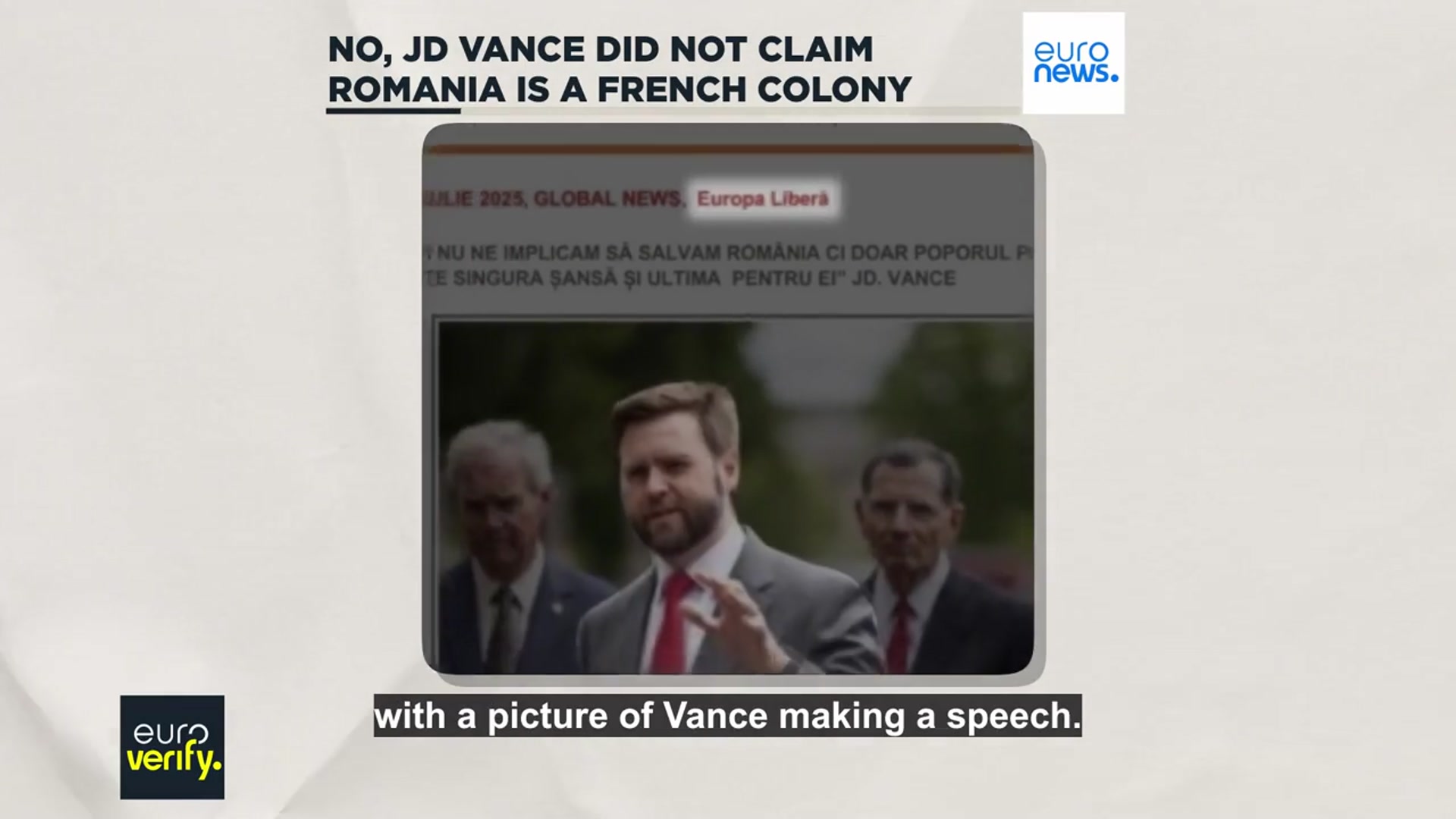 'Video thumbnail for No, JD Vance did not say Romania is a French colony'