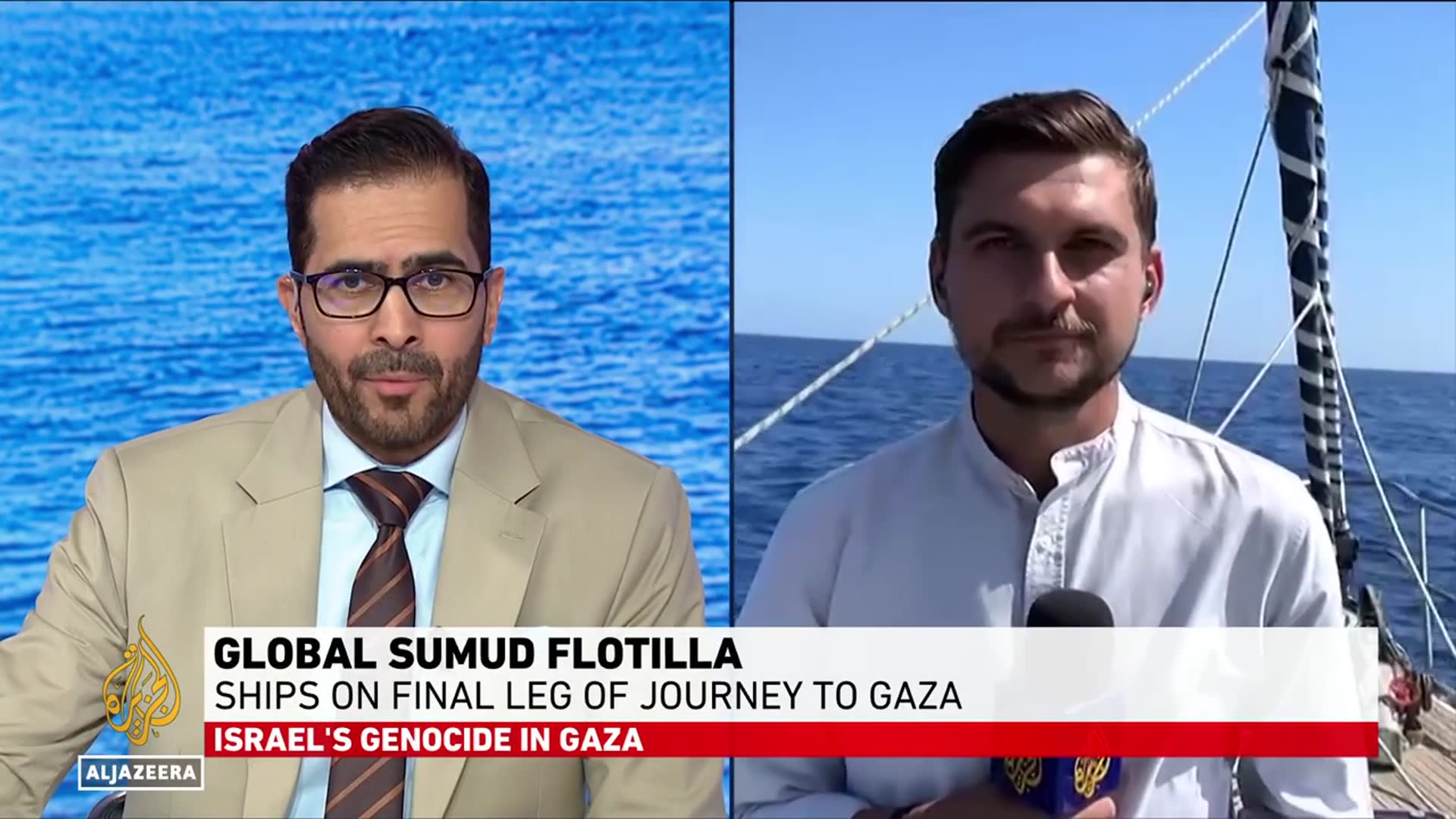 'Video thumbnail for Global Sumud Flotilla nears Gaza, approaching ‘high-risk zone’'