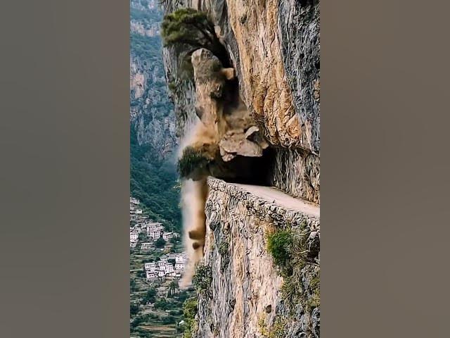 Video thumbnail for 😱 Cliffside Road Collapses, Car Falls Into Abyss! #shorts