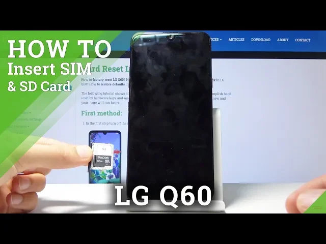 Video thumbnail for How to Insert SIM & SD in LG Q60 – Put in Nano SIM / Memory Card