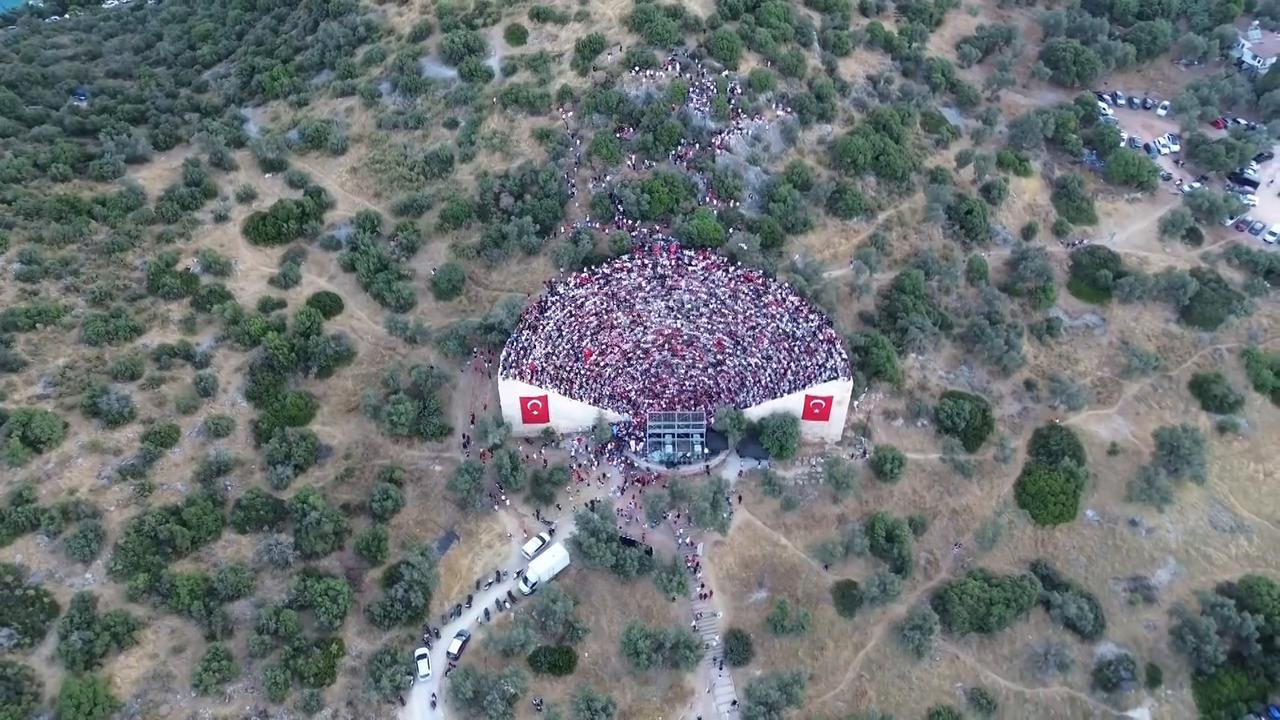 Video thumbnail for Türkiye: Football fans watch FIFA World Cup match at historic Antiphellos Ancient Theater.