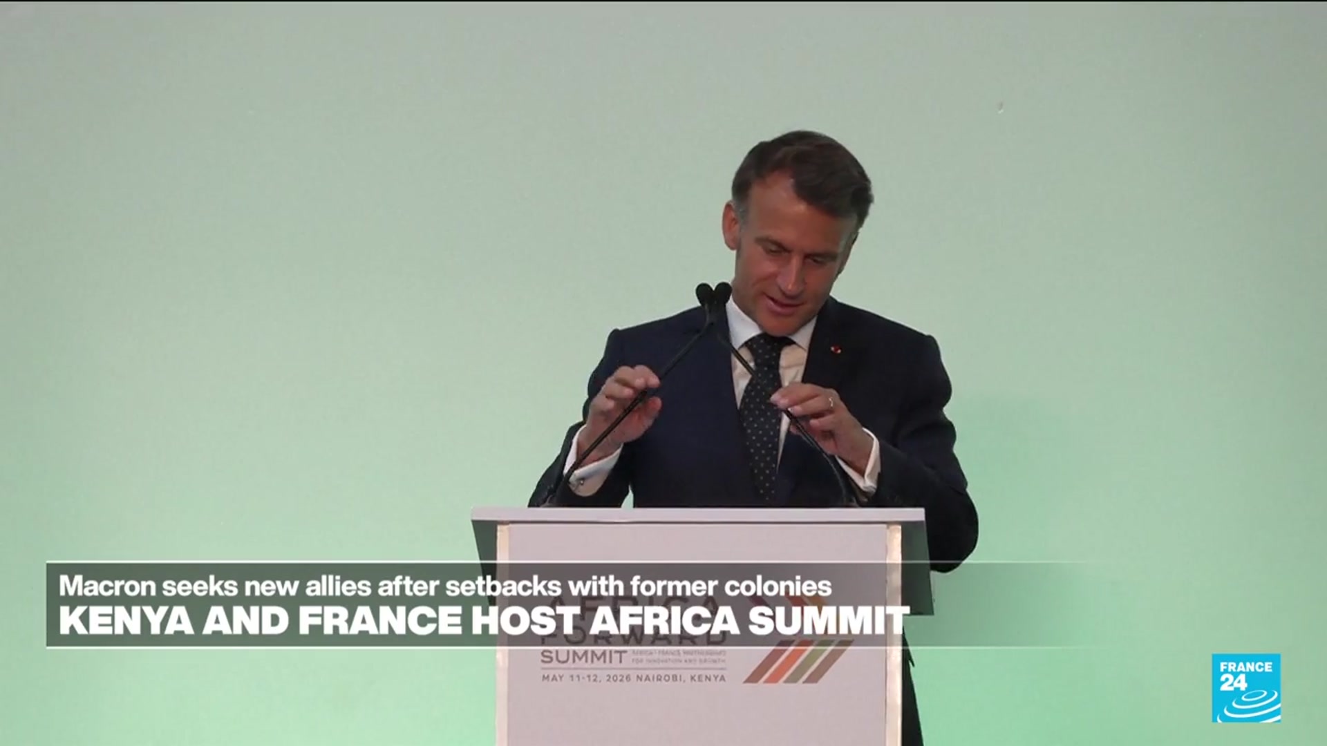 Video thumbnail for Macron presents France 'as the ethical partner with Africa' at summit in Kenya