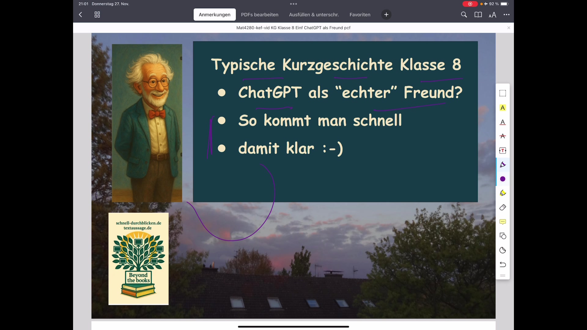 Video thumbnail for ChatGPT als Freund? Vorstellung einer Kurzgeschichte für die Klasse 8 - gut zum Einstieg