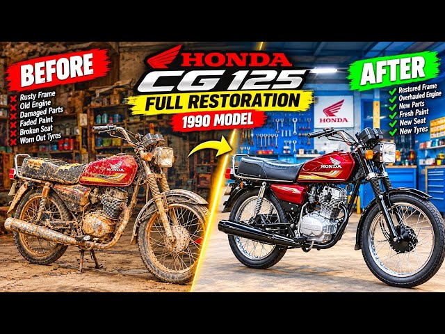 Video thumbnail for 1990 Honda CG 125 Restoration | From Junk Abandoned Bike to Brand New
