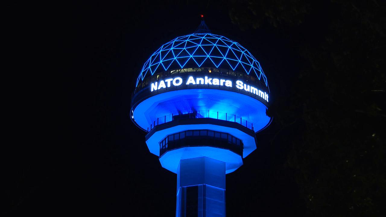 Video thumbnail for Türkiye: Ankara prepares for NATO Summit with Atakule illumination.