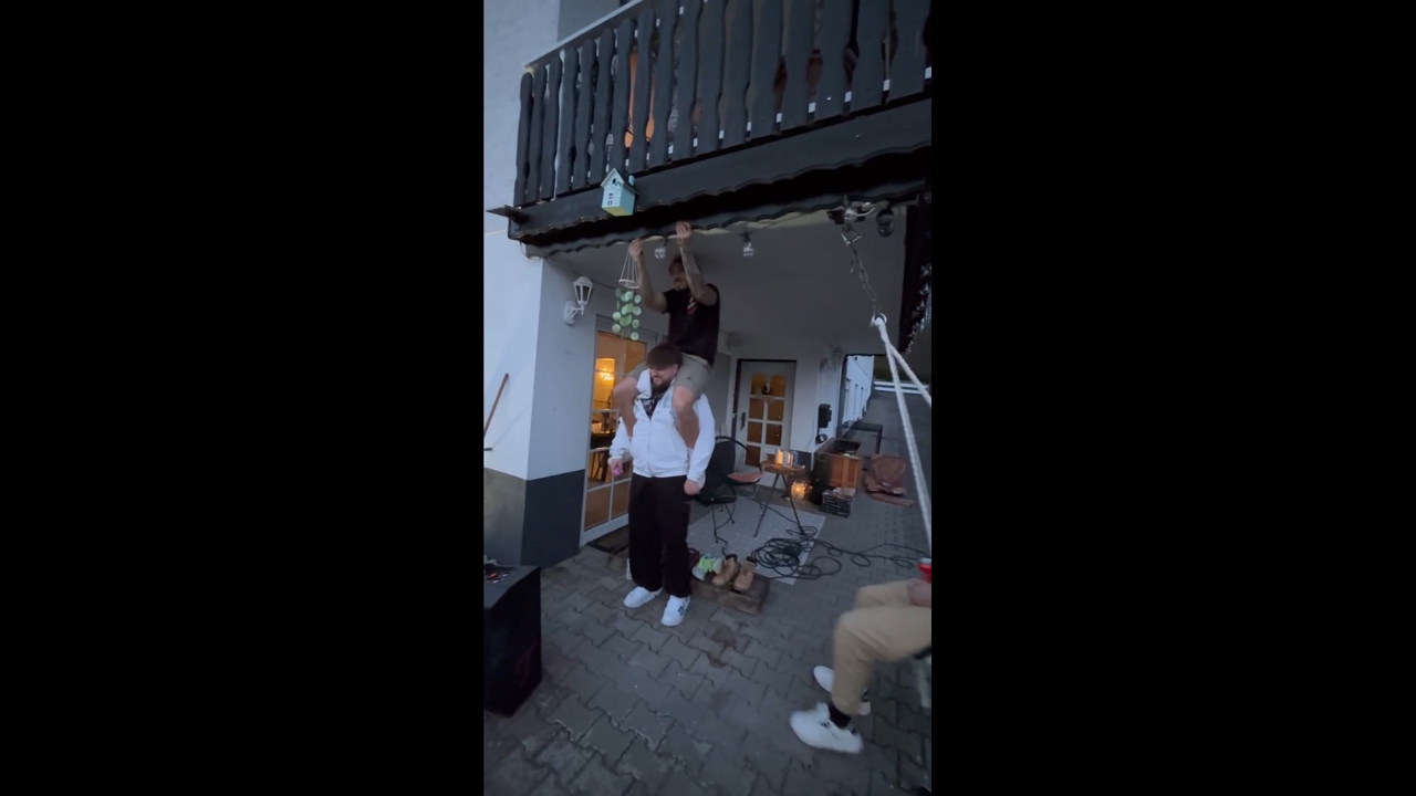 Video thumbnail for Hilarious Fall While Hanging Outdoor Lights in Germany