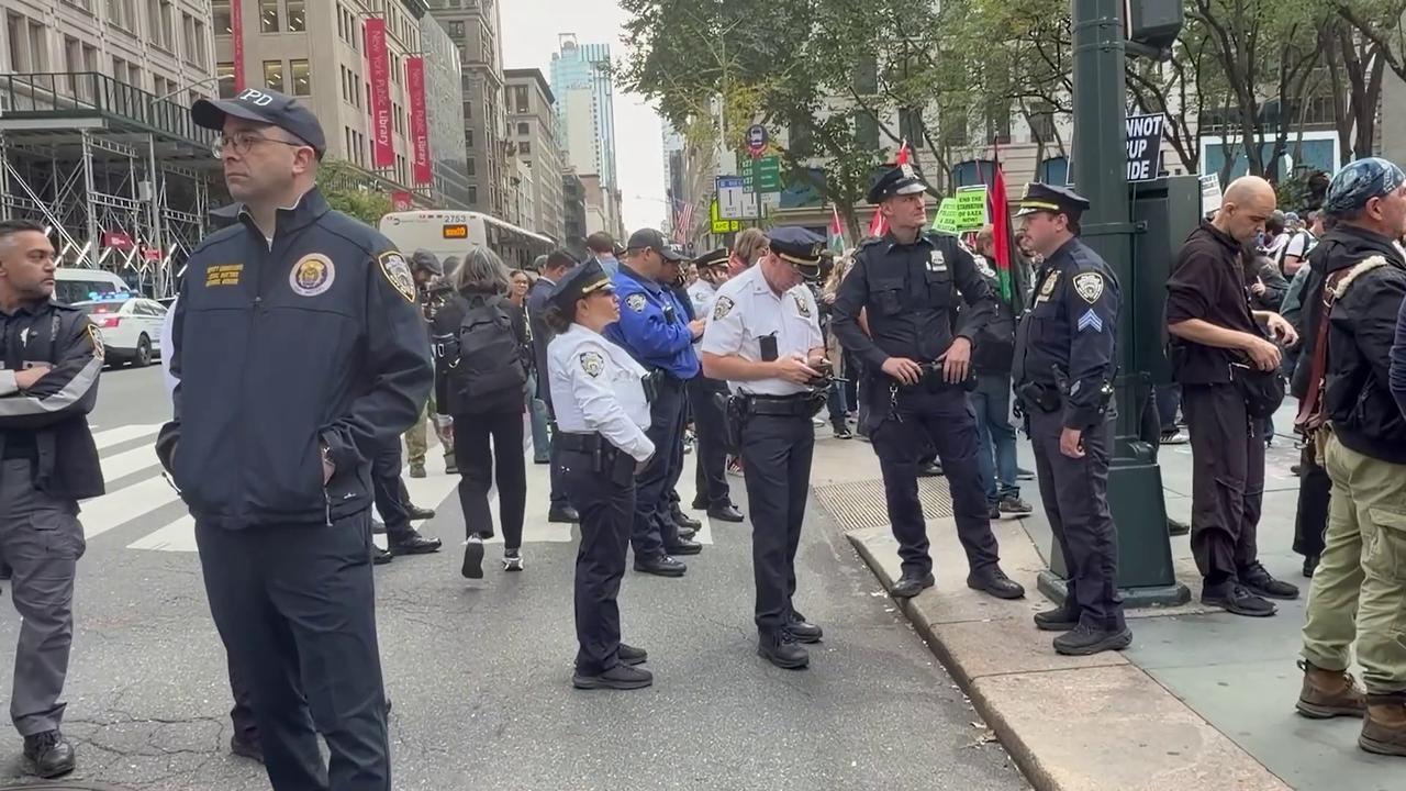 Video thumbnail for USA: Protests against Netanyahu in New York City, USA.