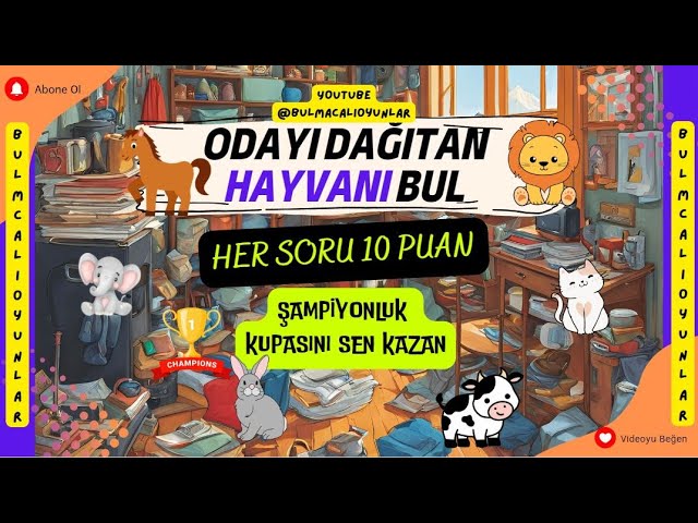 Video thumbnail for Odayı Dağıtan Hayvanları Bul - Zeka ve Dikkat Gelişimi - BULMACALI OYUNLAR #zekaoyunlari