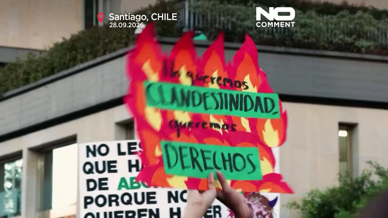 Video thumbnail for Protesters march for unrestricted abortion access in Chile and Colombia