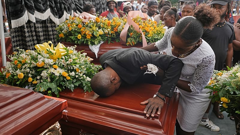 Video thumbnail for Haitian town buries its Hurricane Melissa victims
