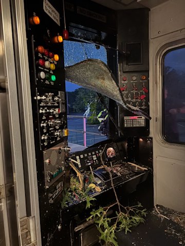 Video thumbnail for LIRR Port Jefferson branch resumes service after train strikes downed tree
