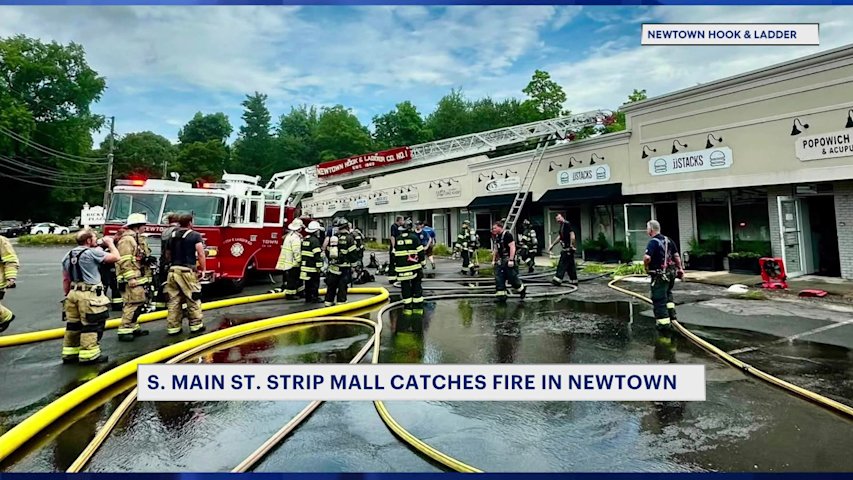 Video thumbnail for Fire damages part of Newtown strip mall