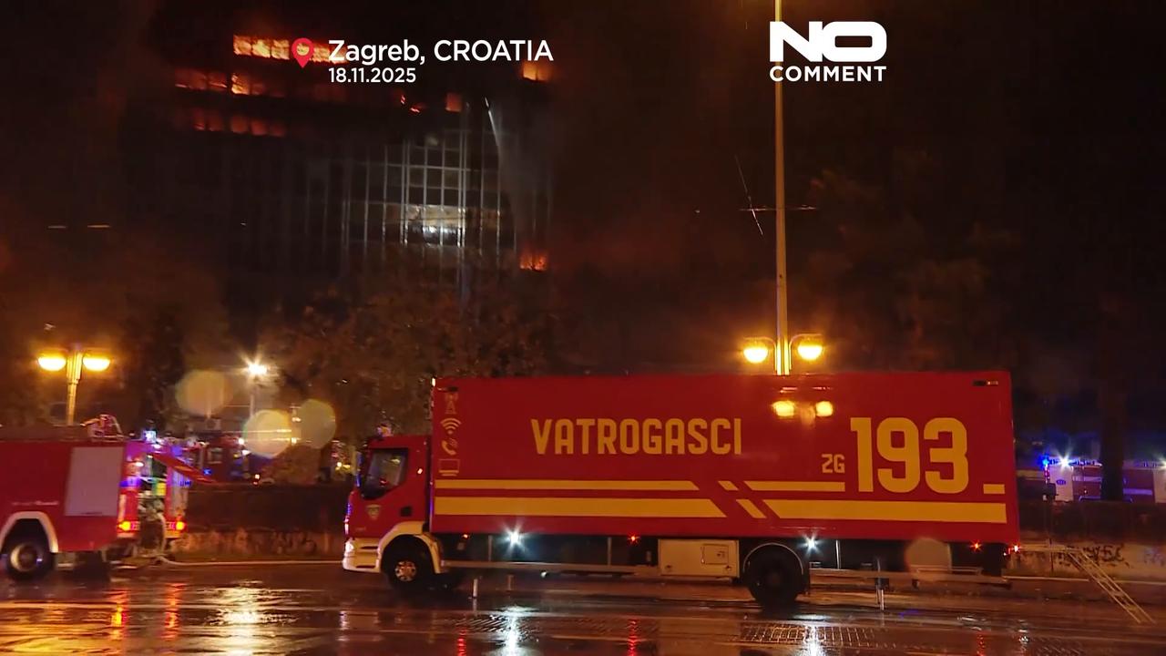 Video thumbnail for Zagreb skyscraper fire causes major damage