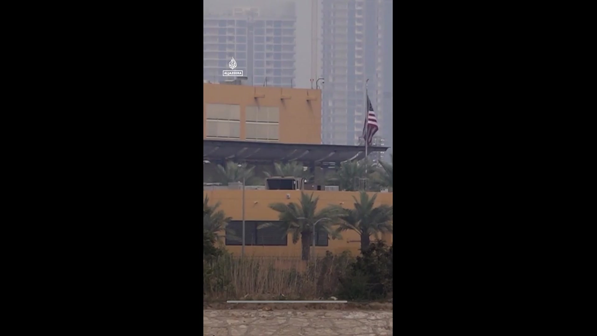 Video thumbnail for Fire and damage after strike on US embassy compound in Baghdad