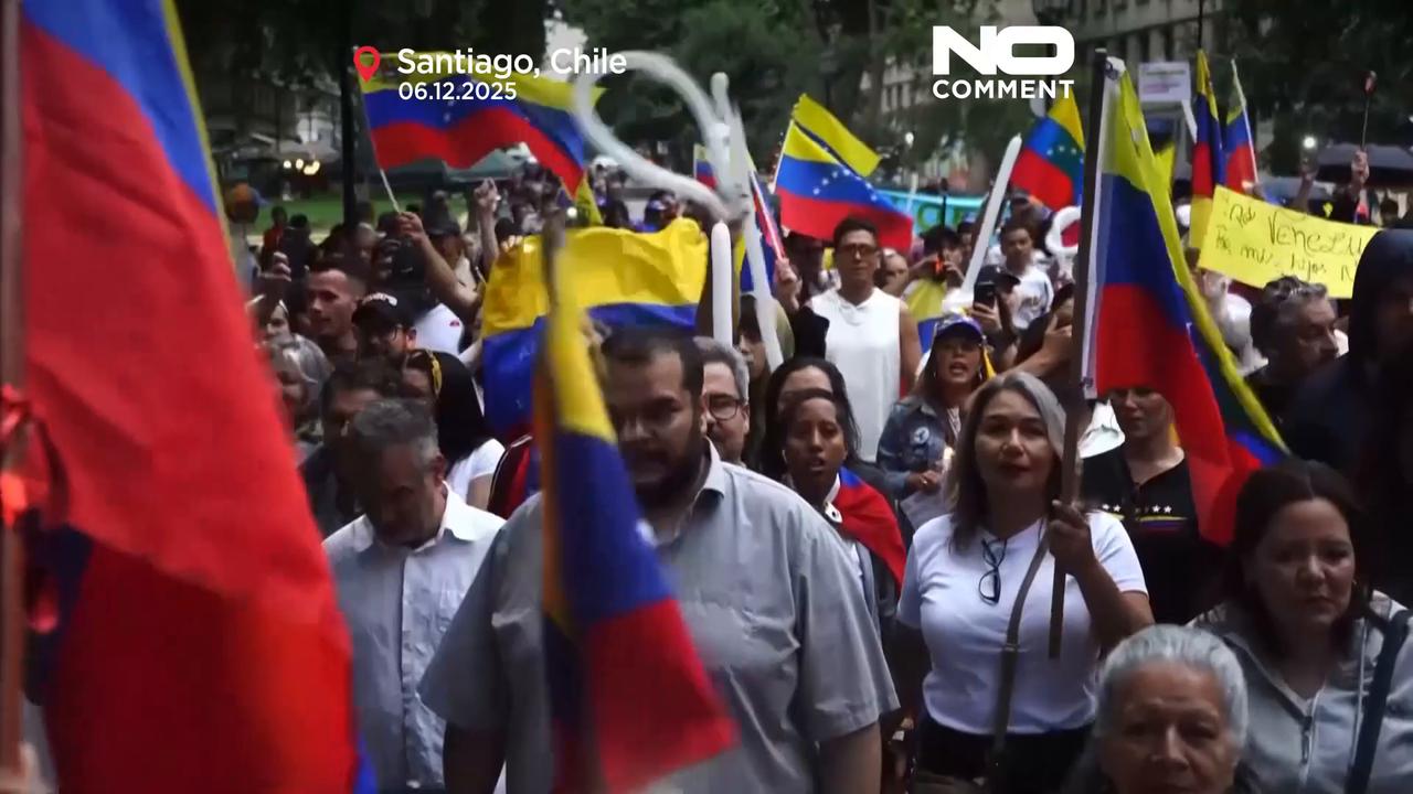 Video thumbnail for Supporters of María Corina Machado march across Latin America ahead of Nobel ceremony