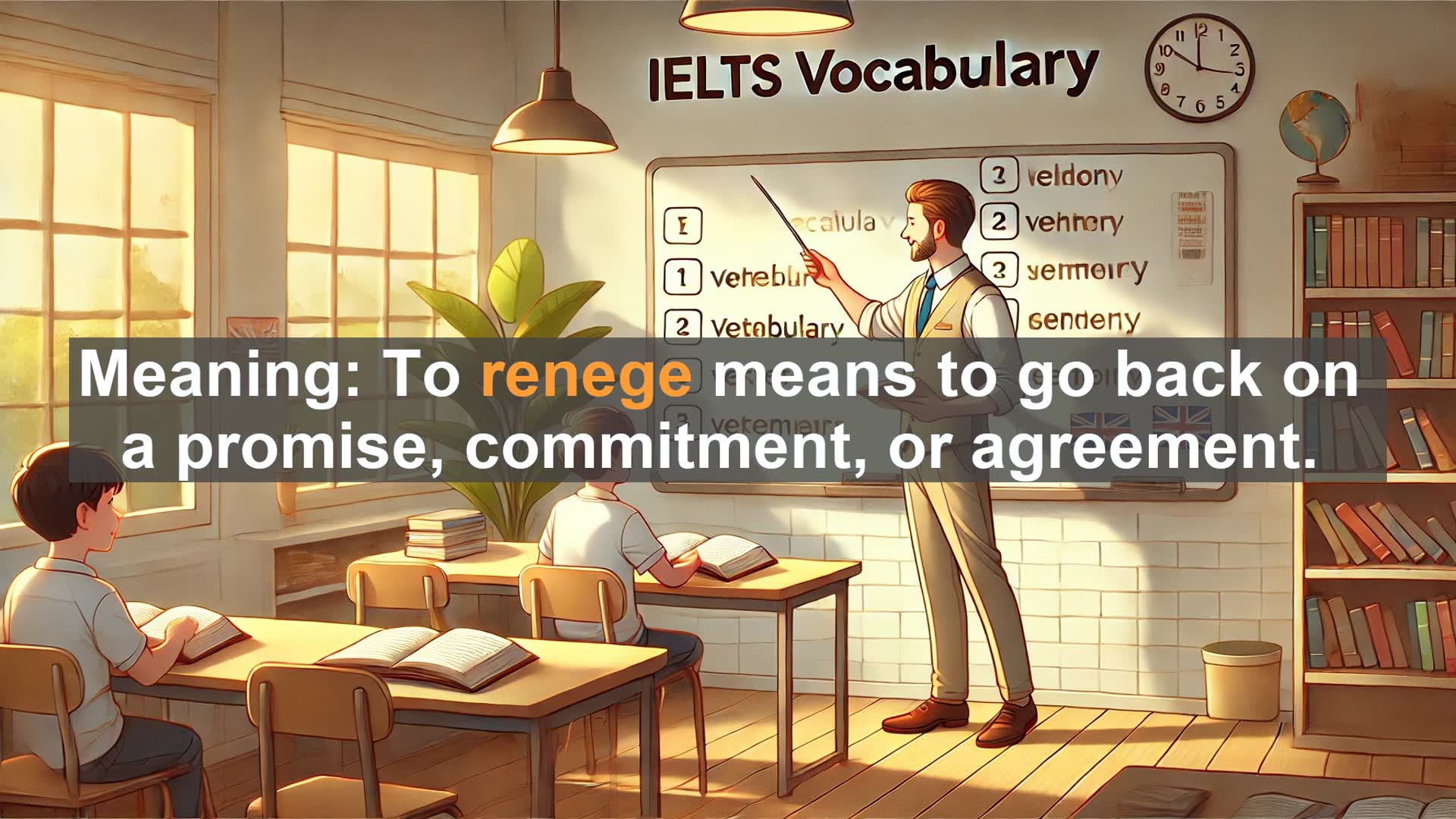 'Video thumbnail for 2000 Must Know IELTS 9.0 Vocabulary - Understanding 'Renege': An Advanced IELTS Vocabulary Word'