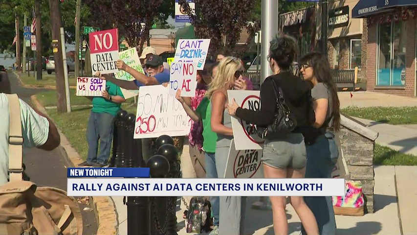 Video thumbnail for Kenilworth residents rally against proposed data center expansion ahead of council meeting