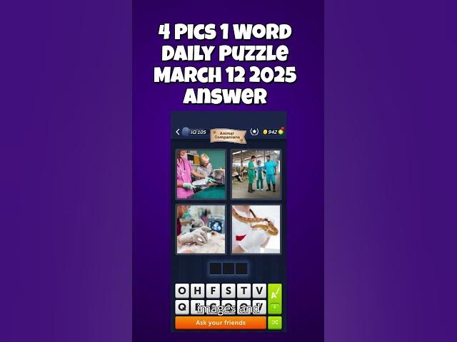 Video thumbnail for 4 Pics 1 Word Daily Puzzle March 12 2025 Answer #4pics1word #4pics1worddaily #4pics1worddailybonus