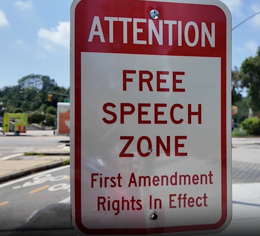 Video thumbnail for Mystery ‘Free Speech Zone’ sign sparks debate in Brooklyn