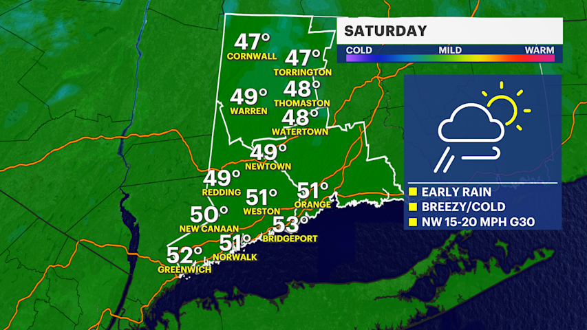 Video thumbnail for Strong cold front delivers a mid-November feel to western Connecticut starting Saturday