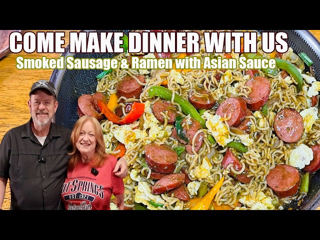 Video thumbnail for MAKE DINNER WITH US Kielbasa Sausage Ramen Noodles Skillet with Asian Sauce