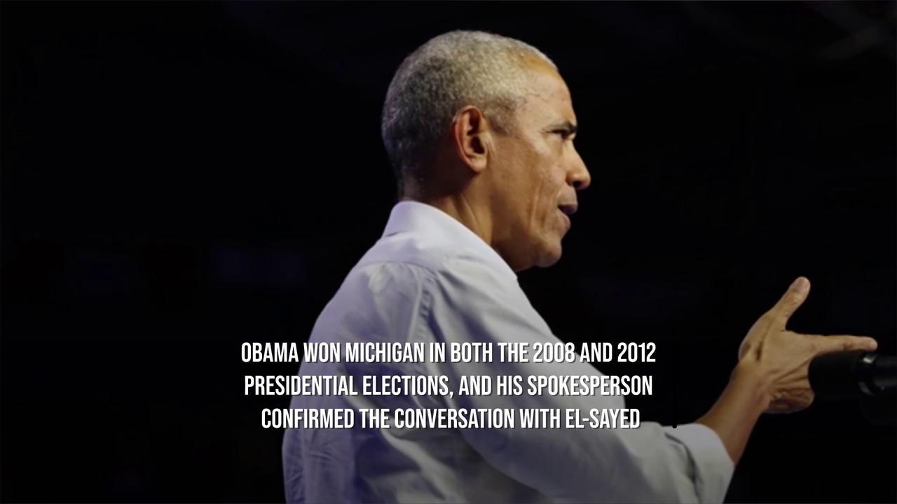 Video thumbnail for El-Sayed Speaks With Obama As Michigan Democrats Seek Unity.