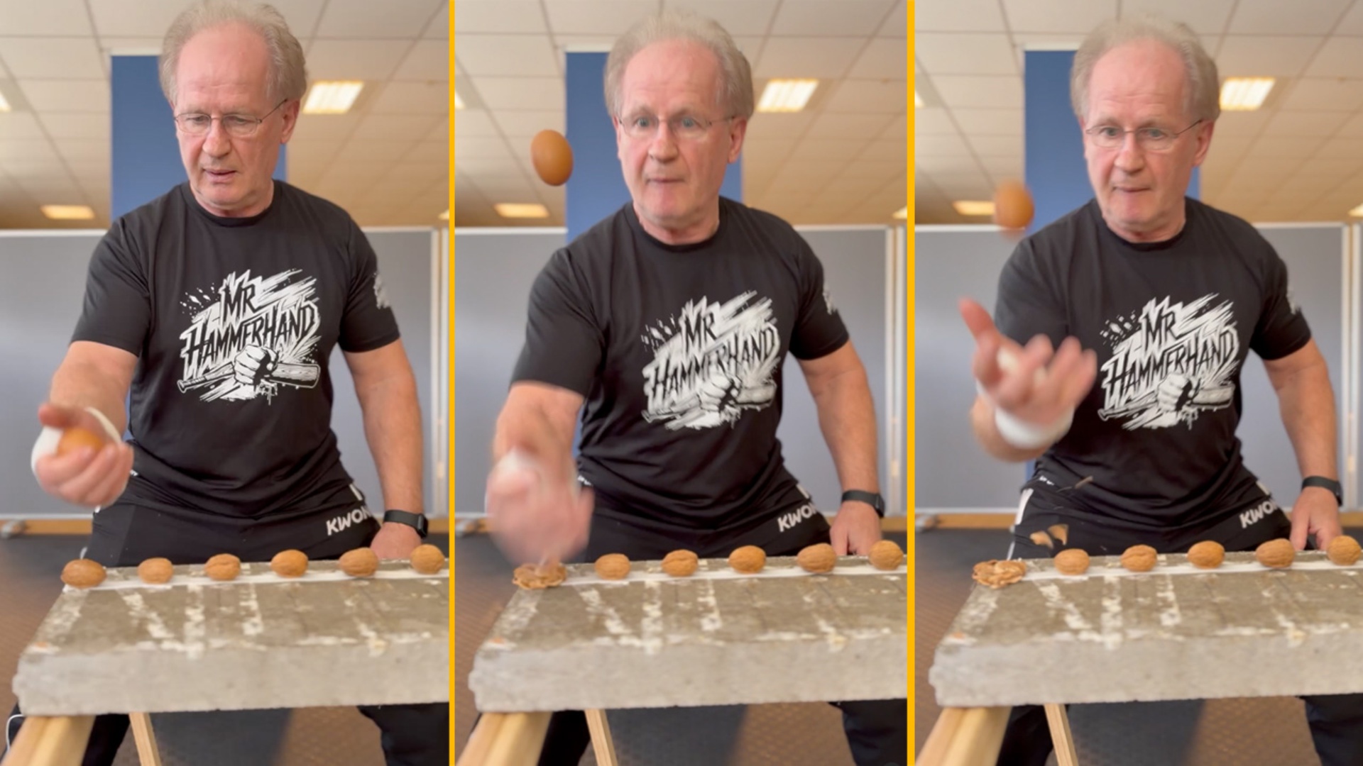 Video thumbnail for Most walnuts crushed with the hand while throwing and catching an egg in one minute - 101 by Muhamed Kahrimanovic